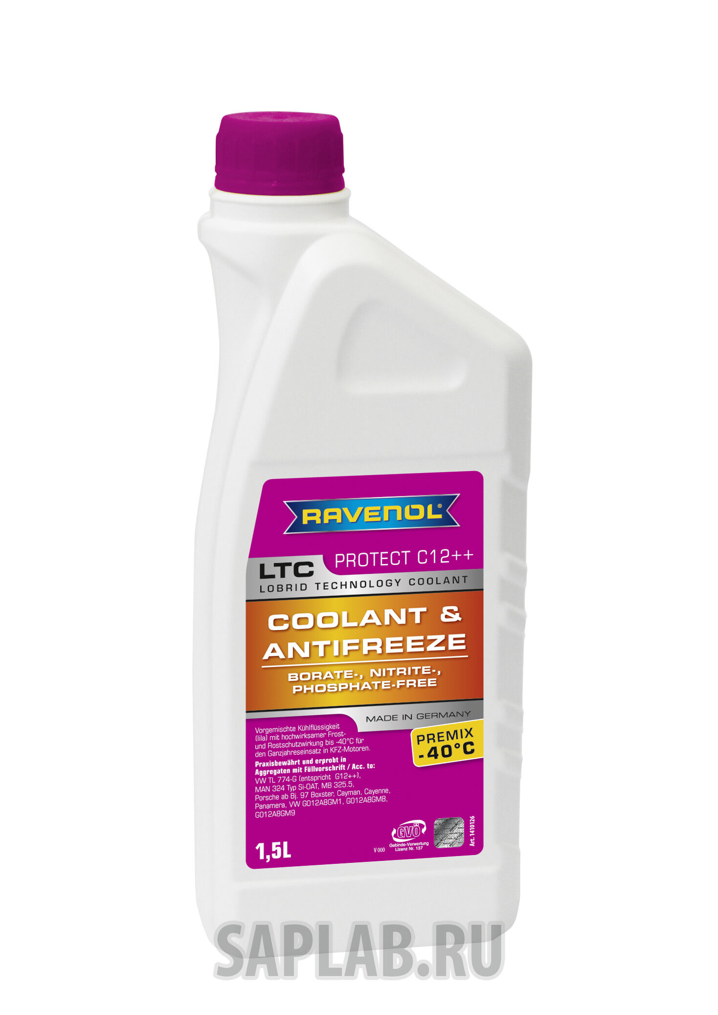 Купить Ravenol 4014835756113 Антифриз готовый к прим. лила LTC Lobrid Technology Coolant Premix -40° C12++( 1,5 л)