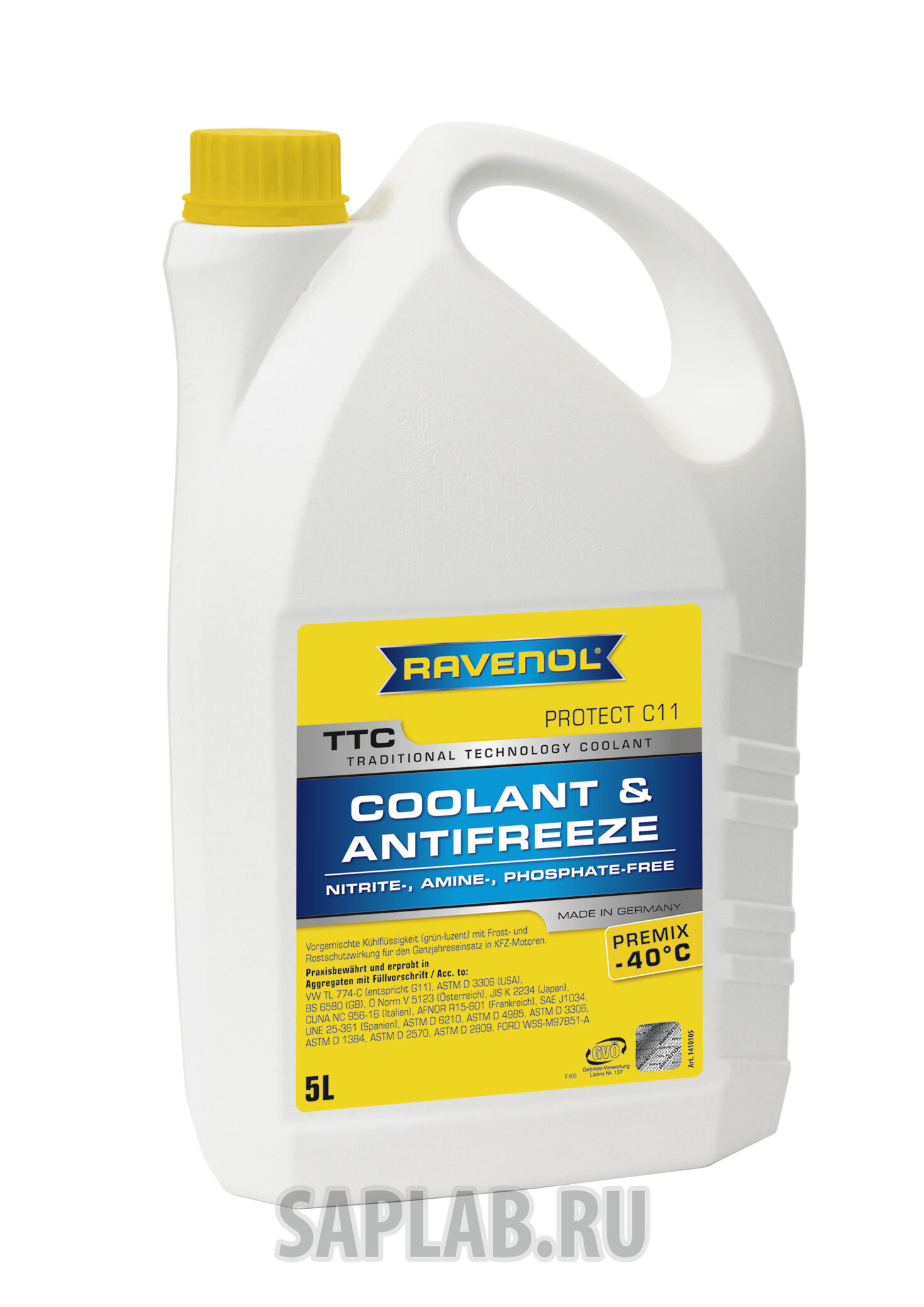 Купить Ravenol 4014835755352 Антифриз готовый к прим. жёлтый TTC Traditional Technology Coolant Premix ( 5л)