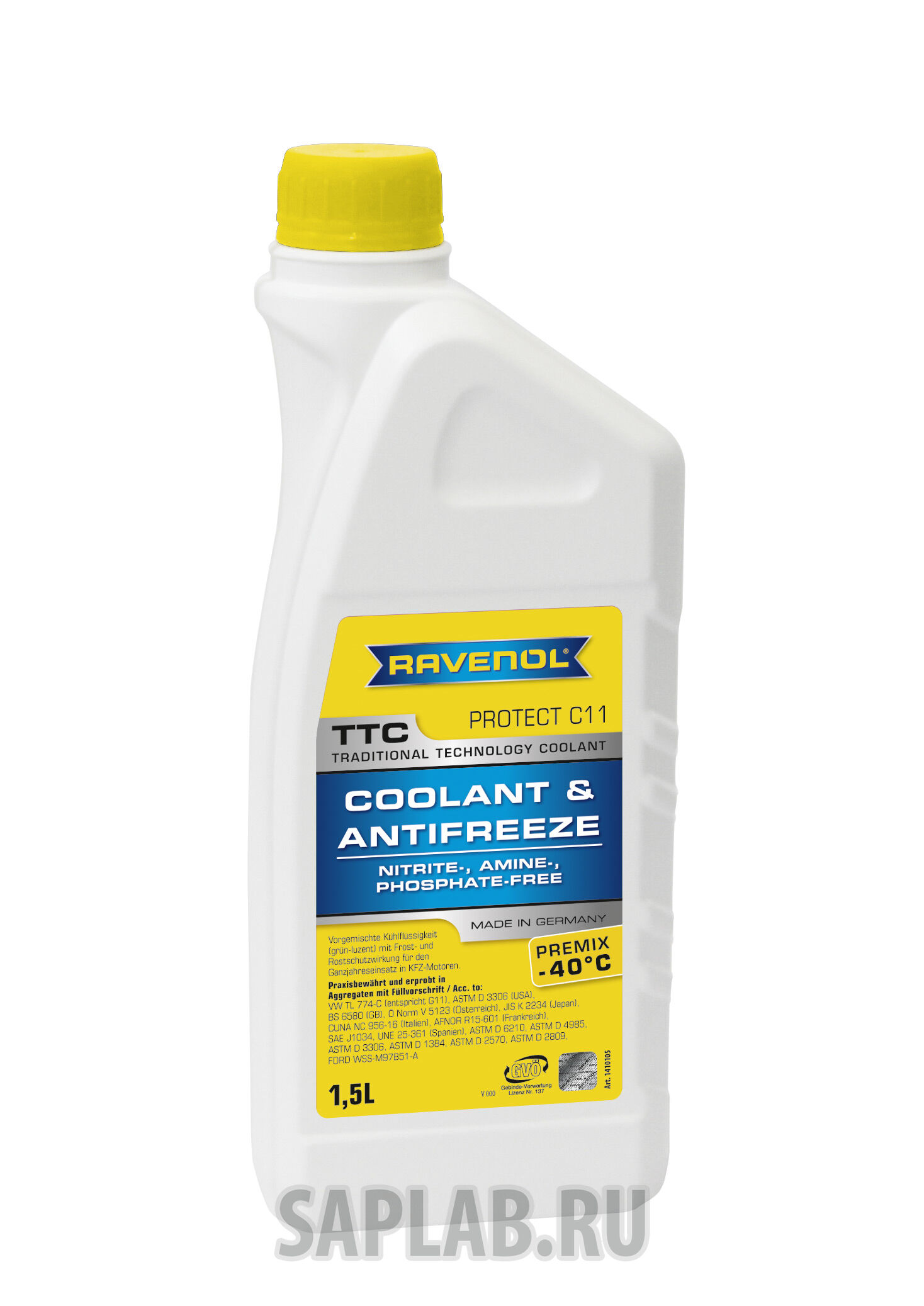 Купить Ravenol 4014835755314 Антифриз готовый к прим. жёлтый TTC Traditional Technology Coolant Premix ( 1,5л)