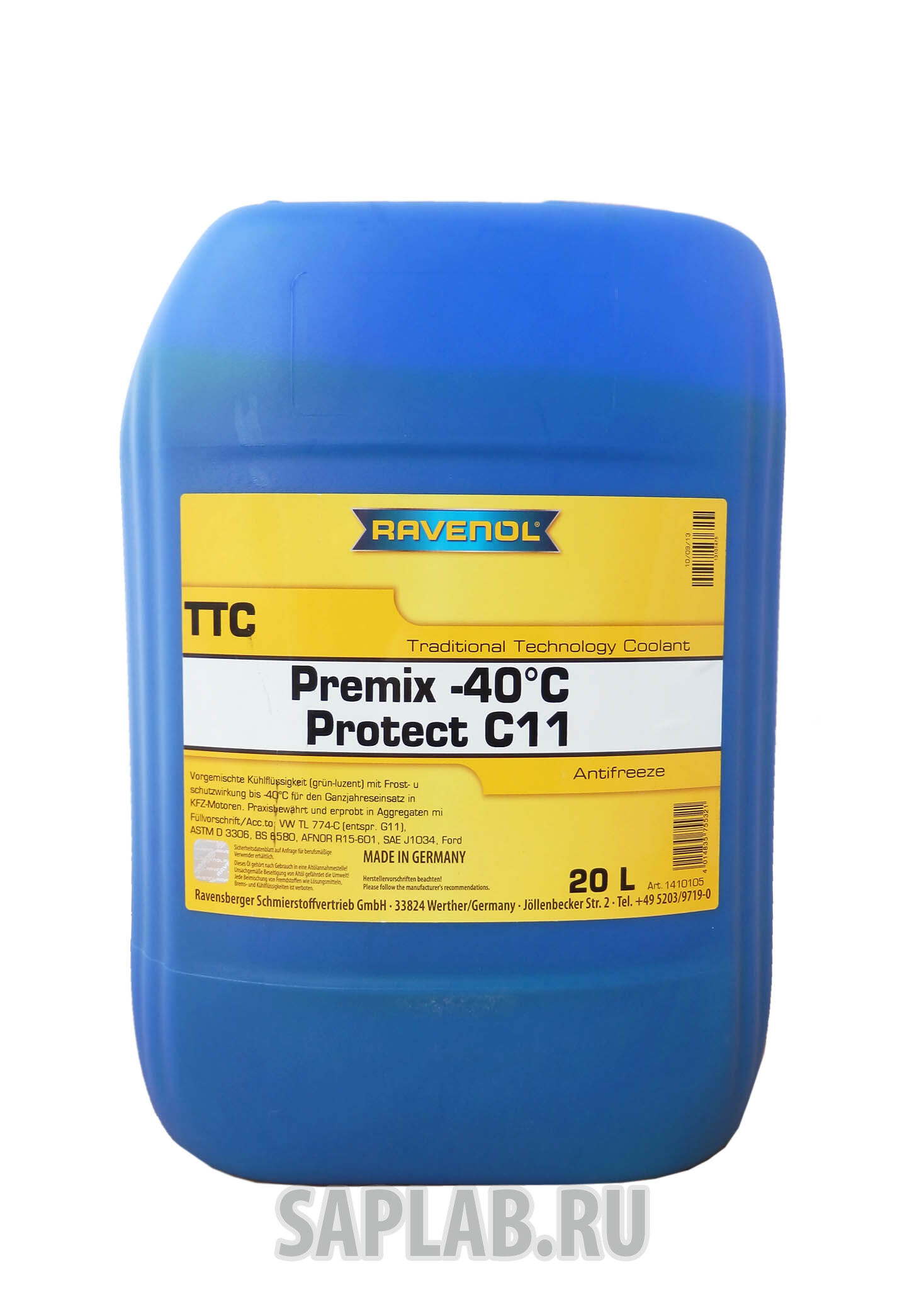 Купить Ravenol 4014835755321 Антифриз готовый к прим. жёлтый TTC Traditional Technology Coolant Premix (20 л)