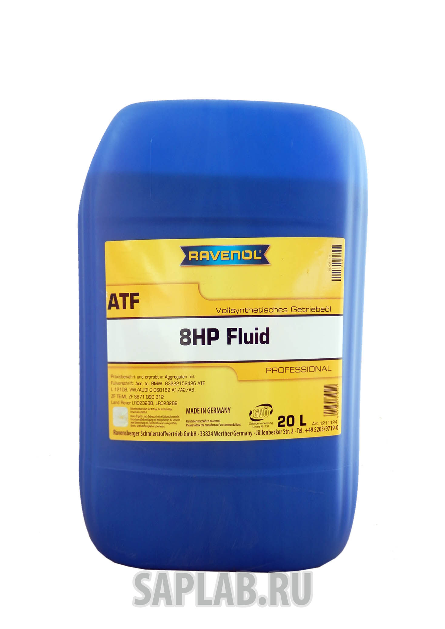 Купить Ravenol 4014835719521 Трансмиссионное масло  ATF 8 HP Fluid (20л) new