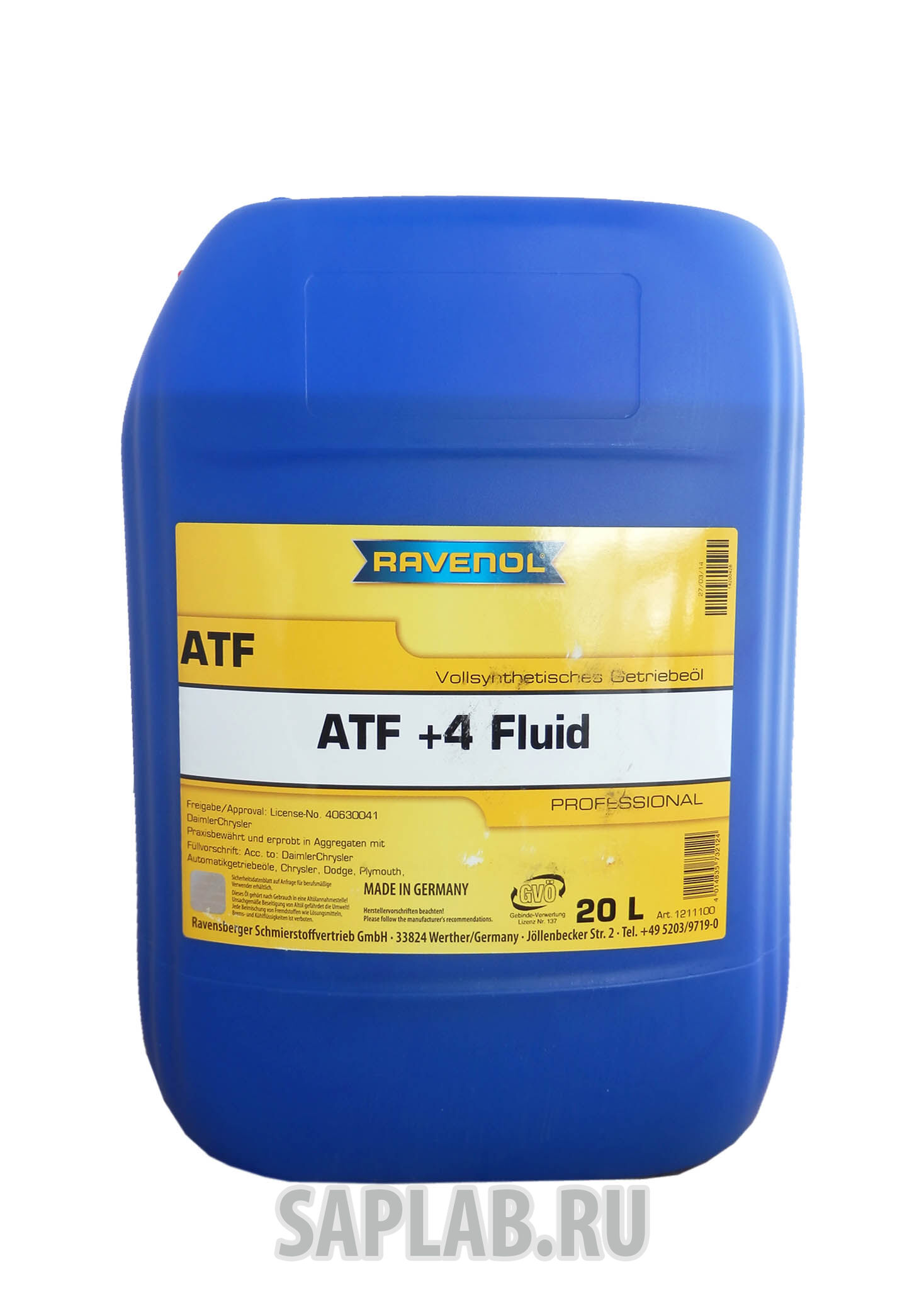 Купить Ravenol 4014835732124 Трансмиссионное масло ATF+4 Fluid (20 л) new