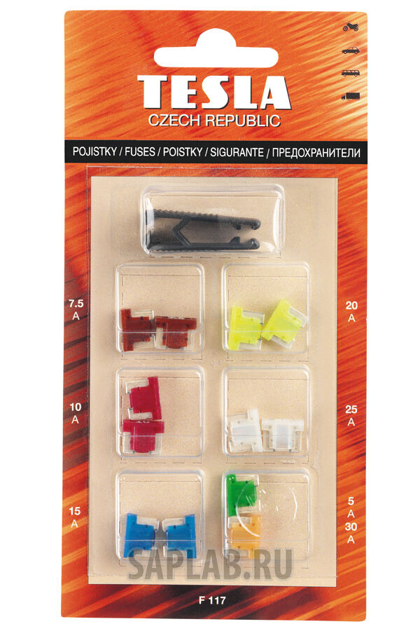 Купить Tesla F117 Предохранители LOW Profile MINI с пинцетом, комплект 12шт.