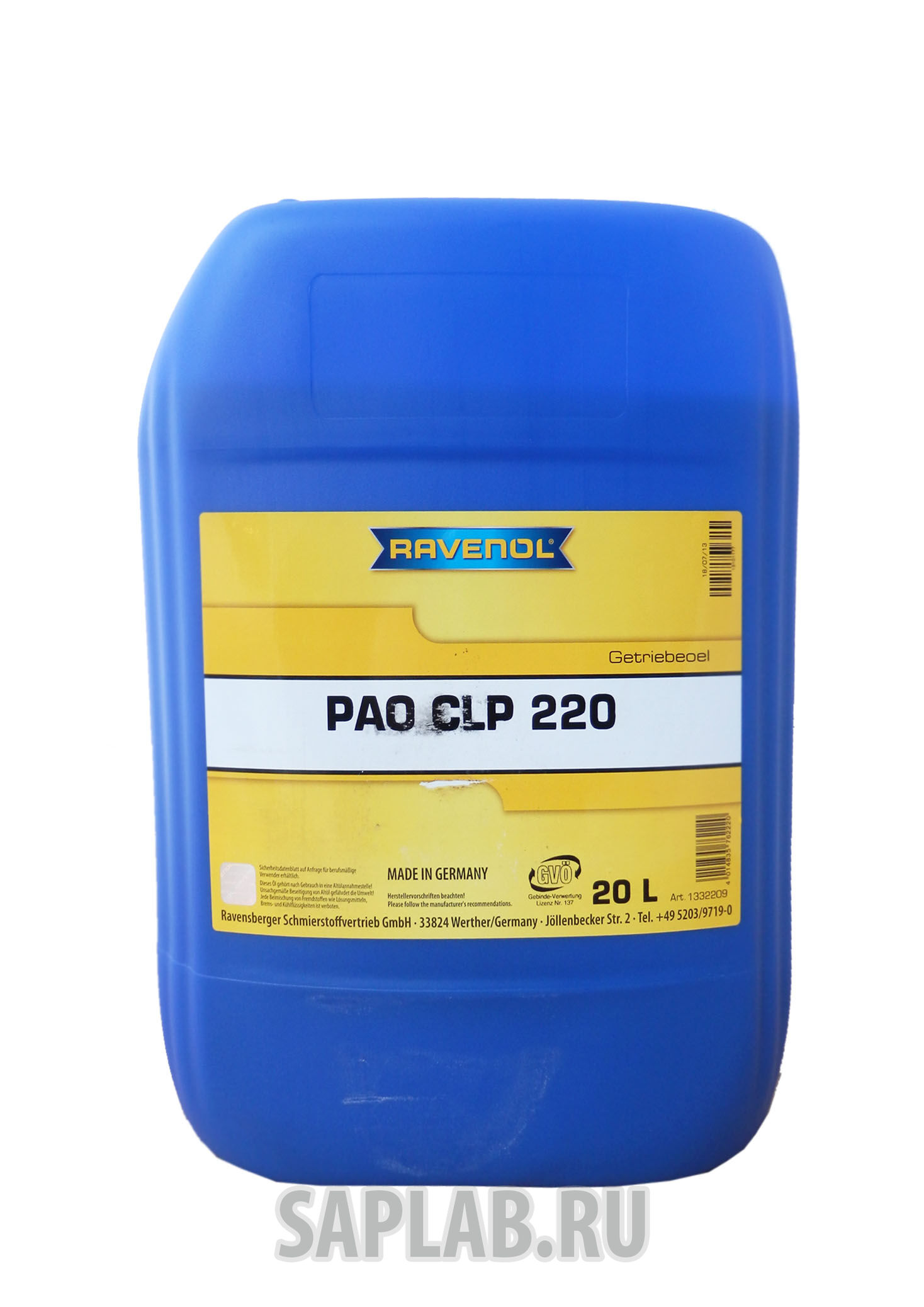 Купить Ravenol 4014835762220 Трансмиссионное масло Getriebeoel PAO CLP220 (20л) new